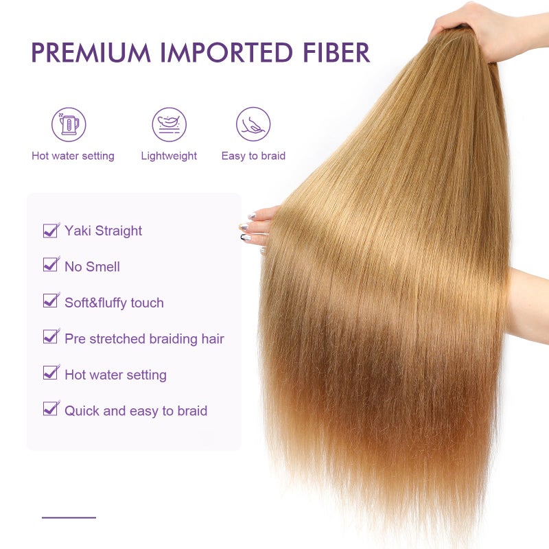 ROSDINA Pre-stretched Braiding Hair - 30 Inch, Yaki Texture, 8 Packs, Blonde, Super Long, For Twist or Box Braids, Synthetic Braiding Hair Extensions - Image 4